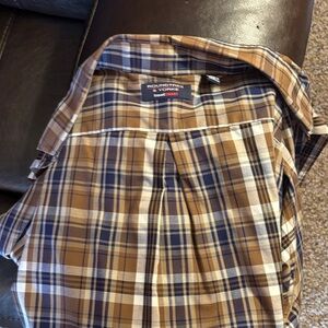Roundtree & Yorke Brown and Blue Plaid Shirt